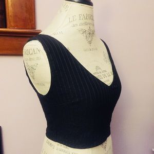 Glam Pinstripe Vneck Crop Top Zip-up Back